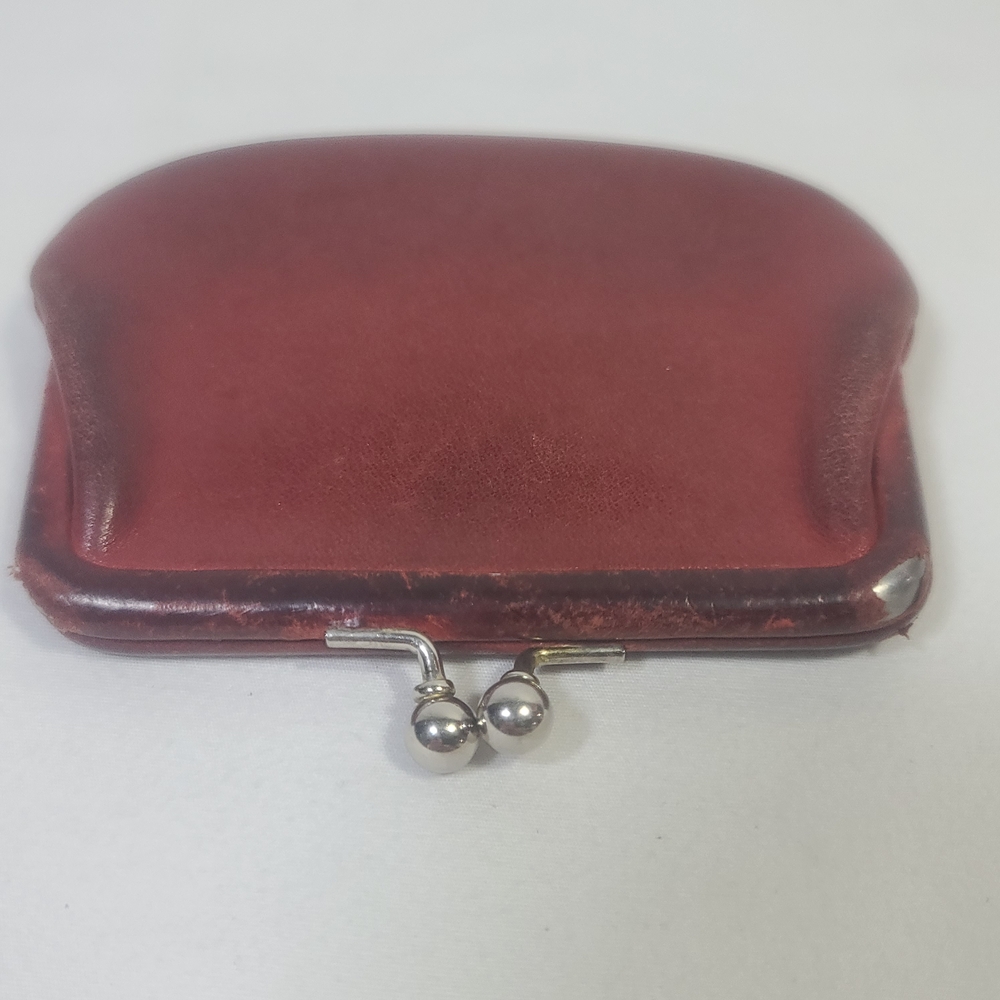RARE Vintage Coach Kisslock Coin Change Purse Wallet Red Leather No. 7155 - Picture 6 of 10